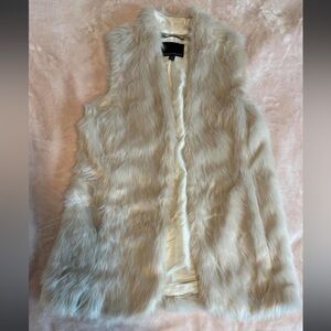 Off white faux fur vest